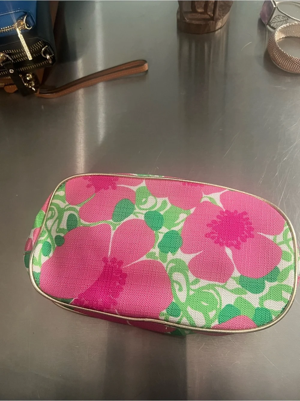 Lilly Pulitzer Estée Lauder Pink & Green Floral Cosmetic Case